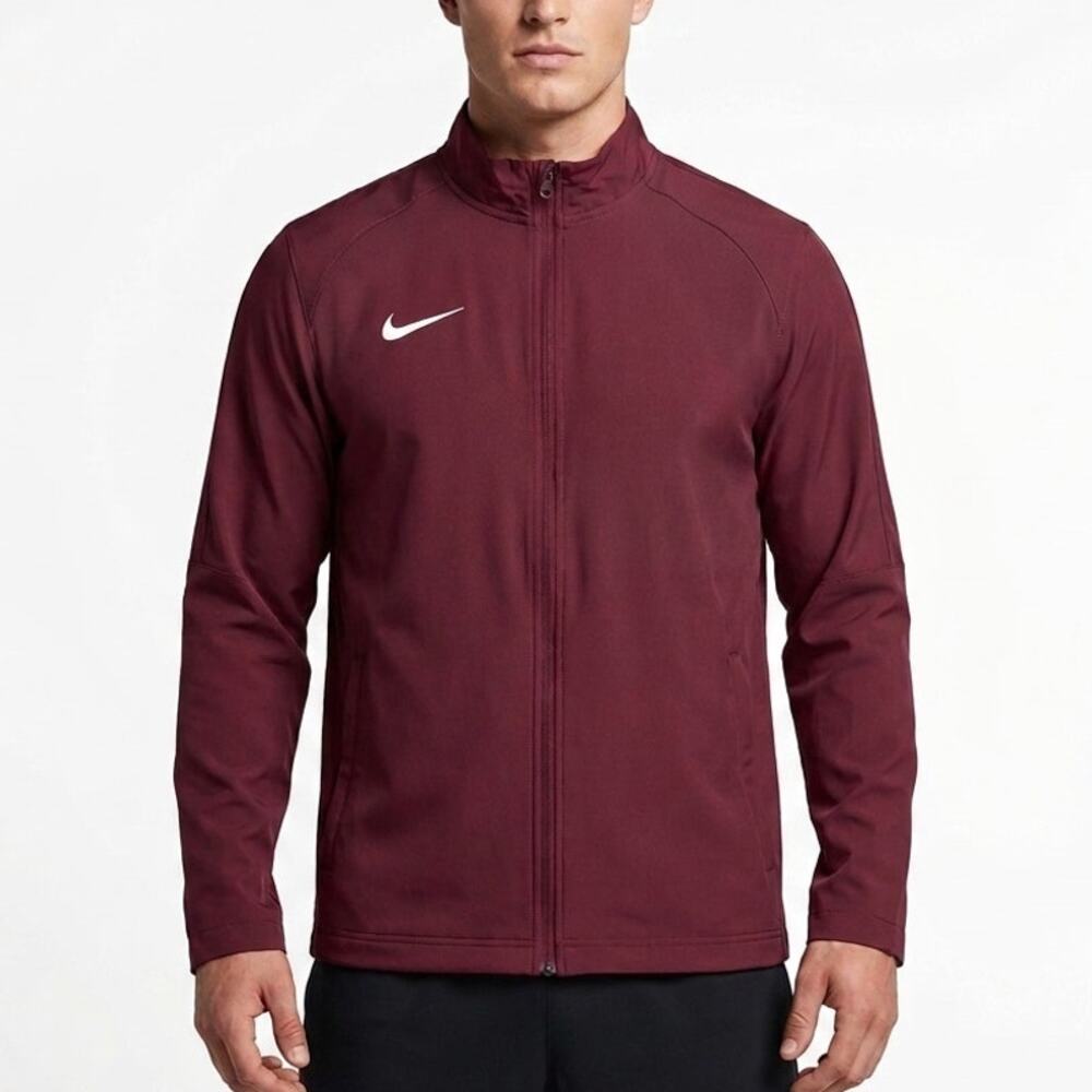 NIKE Dri-FIT Dry Team Woven Windbreaker Jacket Full Zip Mock Neck Maroon Mens L